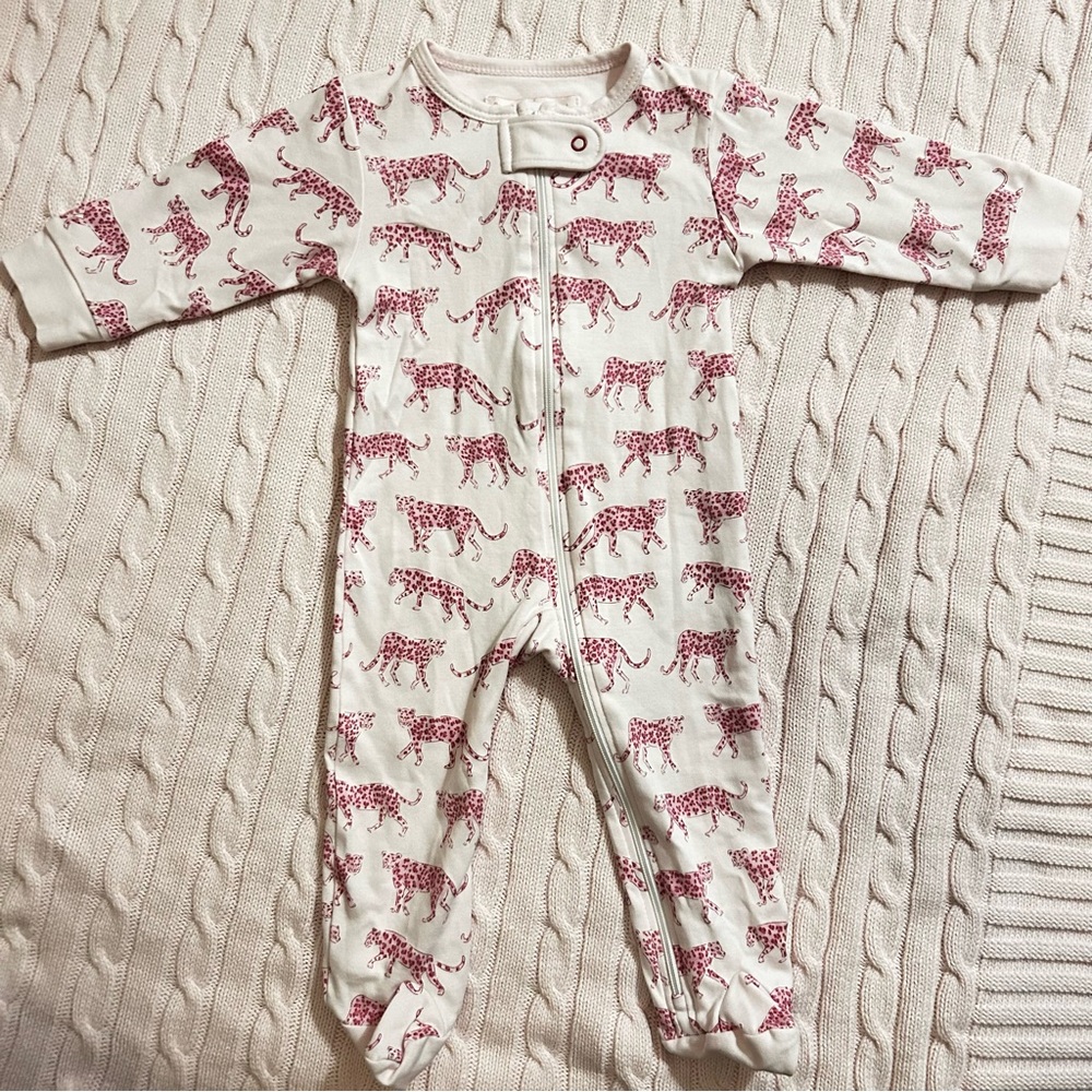 Pineapple Sunshine 6-9 Month Pink Cheetah Zippered Footie